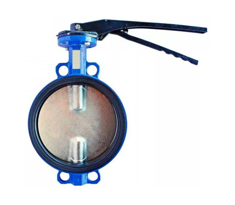 Затвор дисковый поворотный с симметричным диском и уплотнением EPDM,  межфланцевый, двусторонний, ручной DN 100 PN 1,6 МПа, корпус - сталь 20, диск - сталь CF8 - фото товара